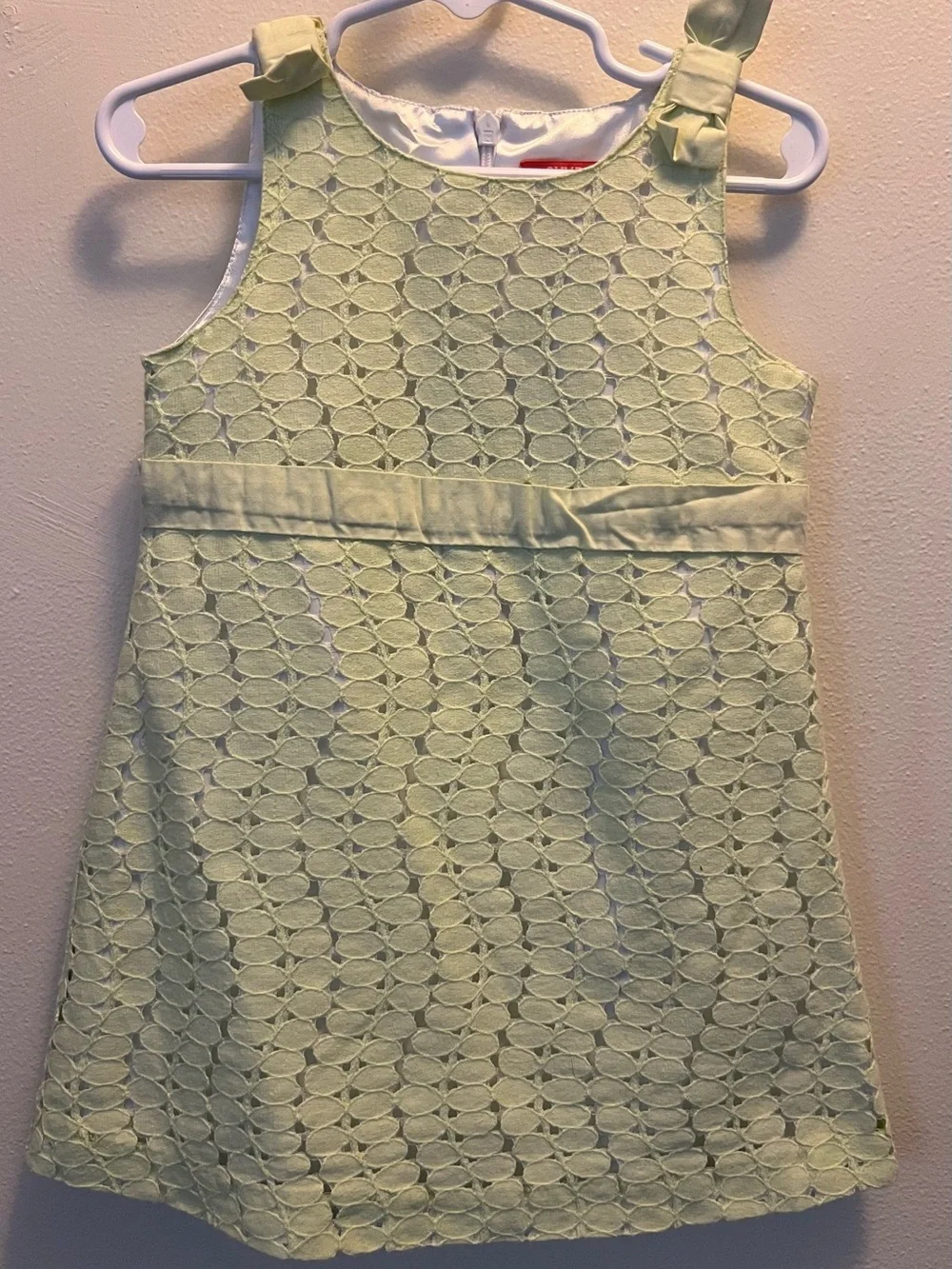 Gymboree Pale Green Lace A-Line Dress with Bow Straps size 2T